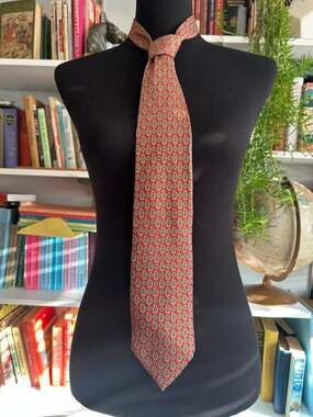 El Corte Inglés Classics Red Silk Printed Diamond Paisley Necktie Made in Italy